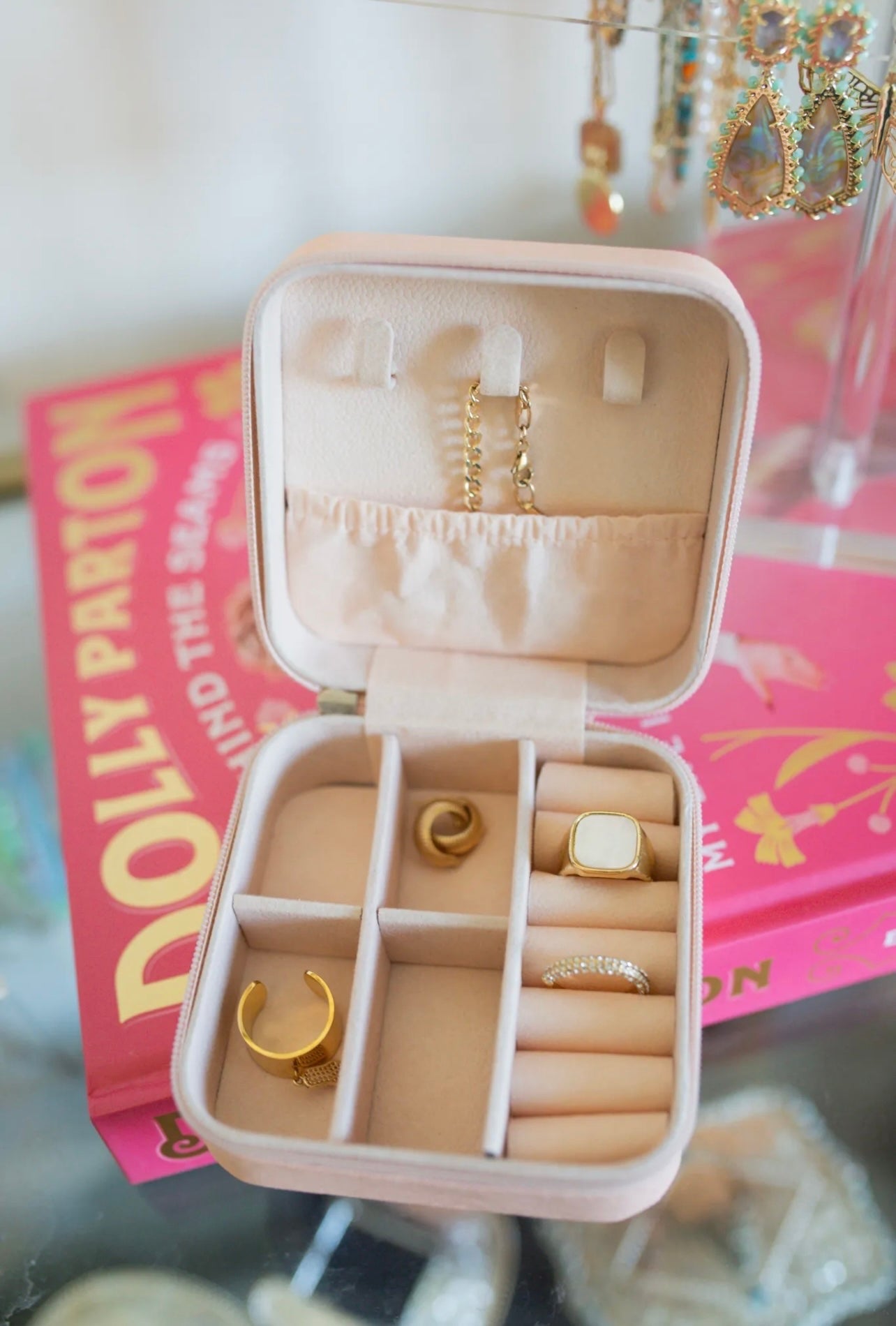 Pink Collage Square Jewelry Case