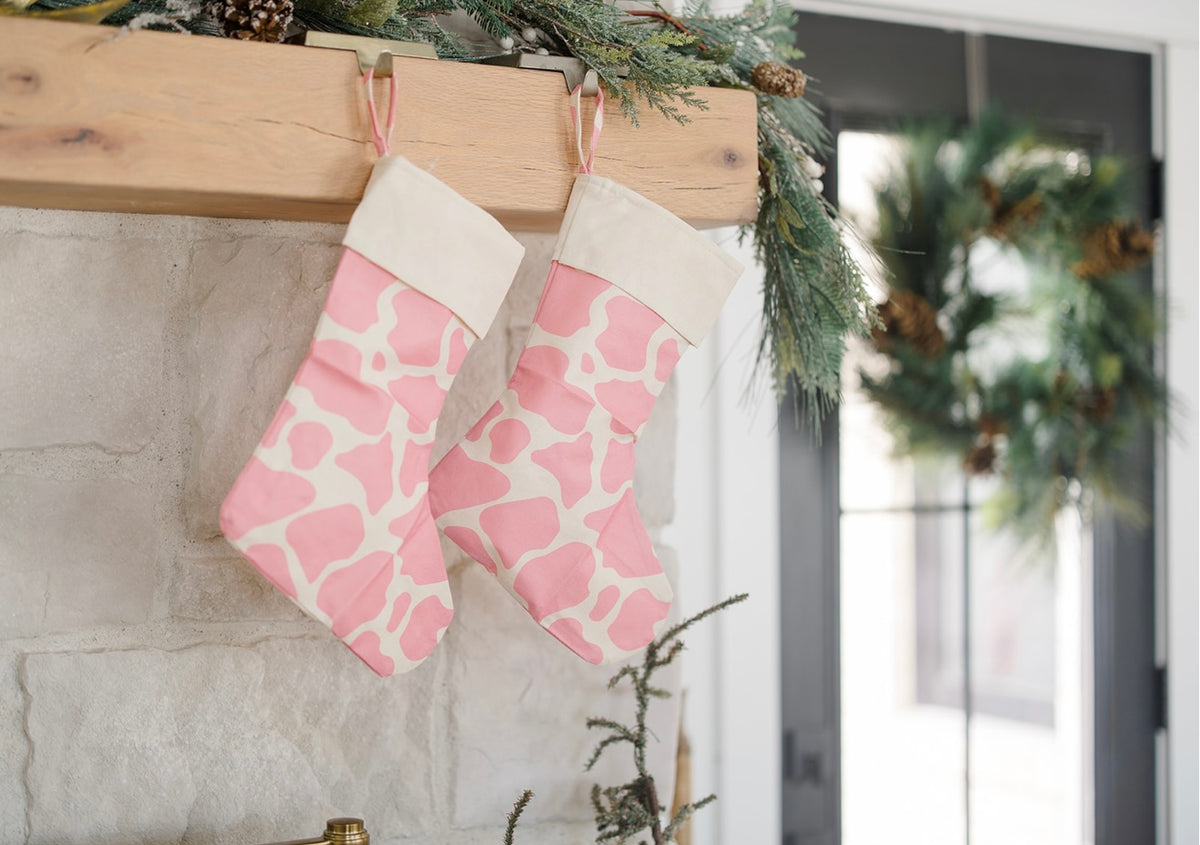 Pink Cowhide Christmas Stocking