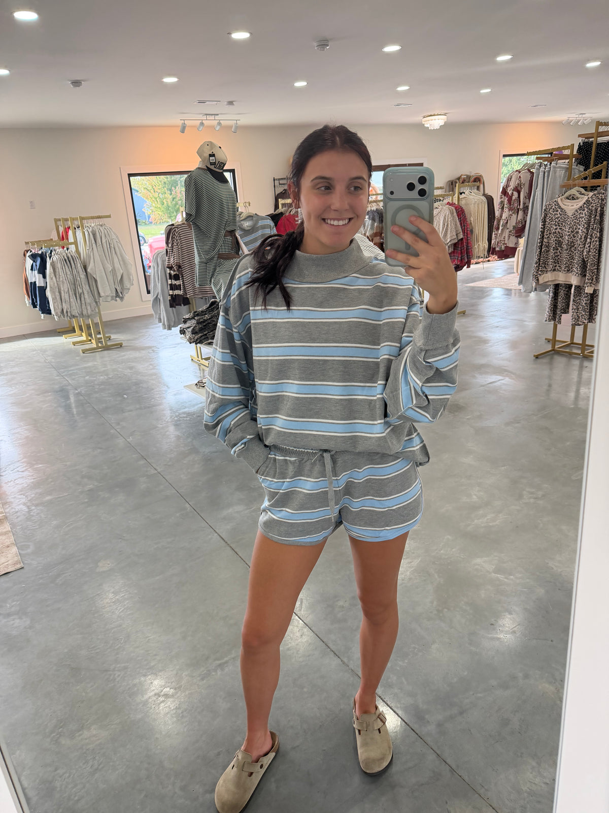Blue and Grey Mockneck Sweatshirt