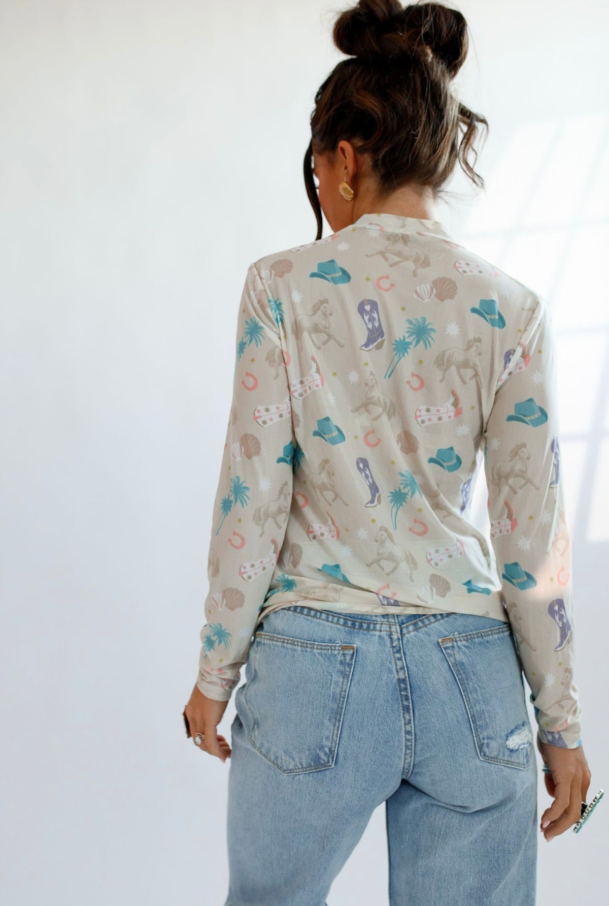 Coastal Cowgirl Sheer Mock Neck Top