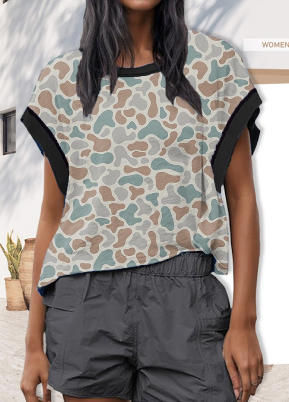 Black Camo Cross-Back Shirt