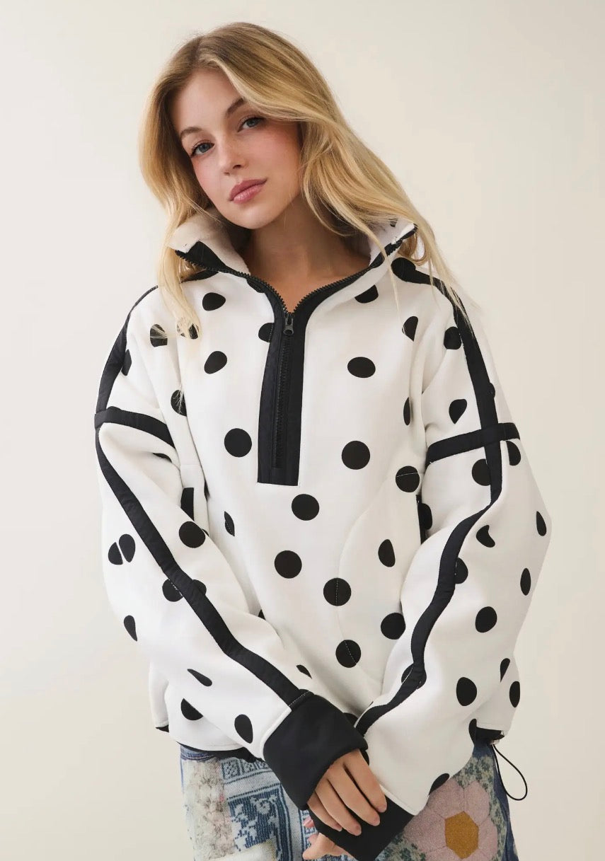 Polka Dot Pull Over Black/White