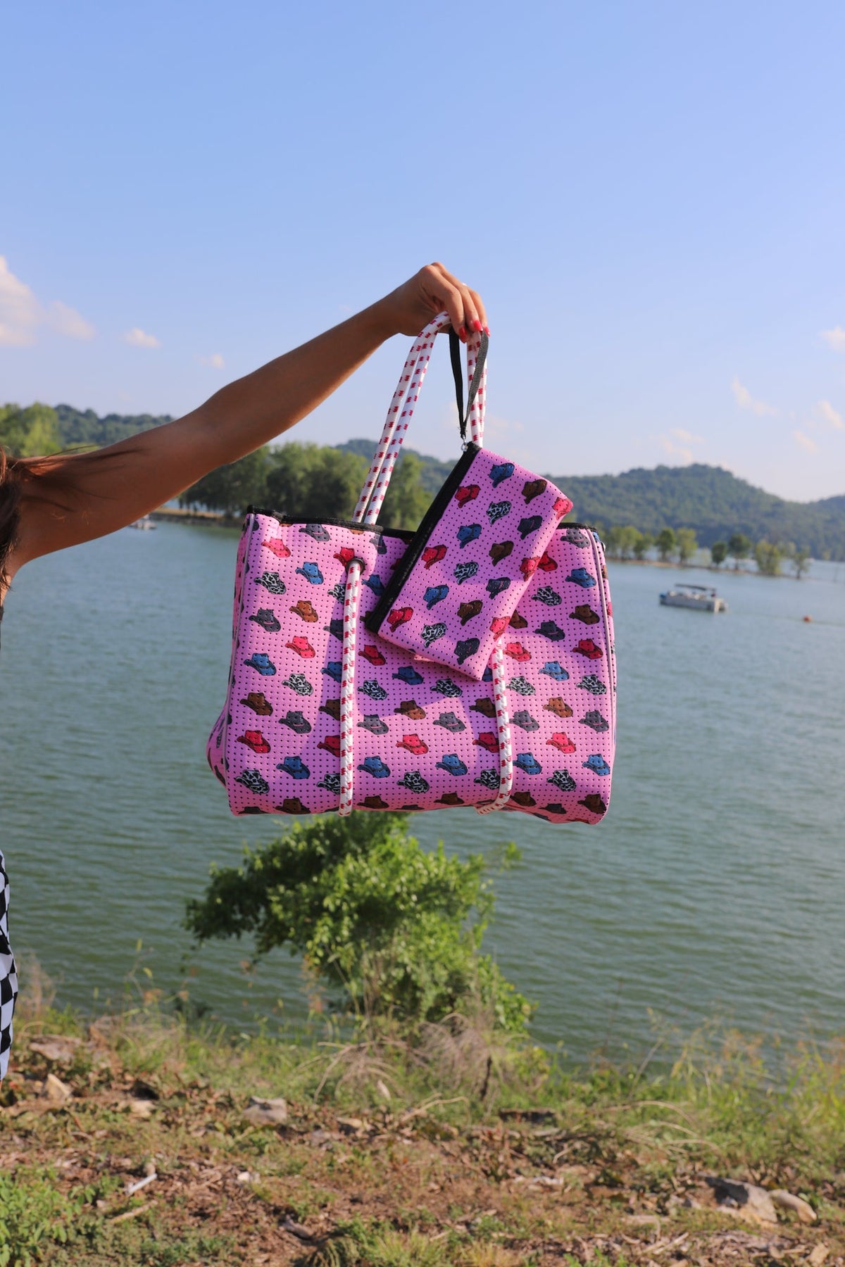 Pink Cowboy Hat Large Tote Bag