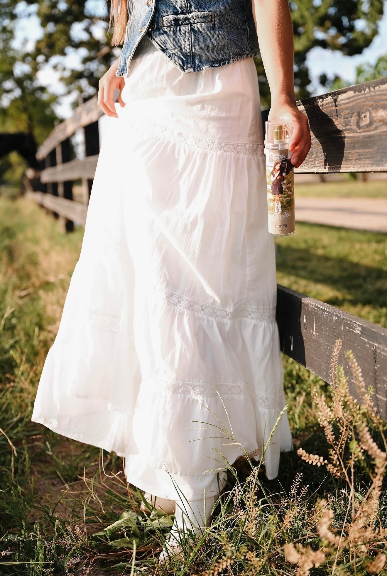 Lace Trim White Maxi Skirt