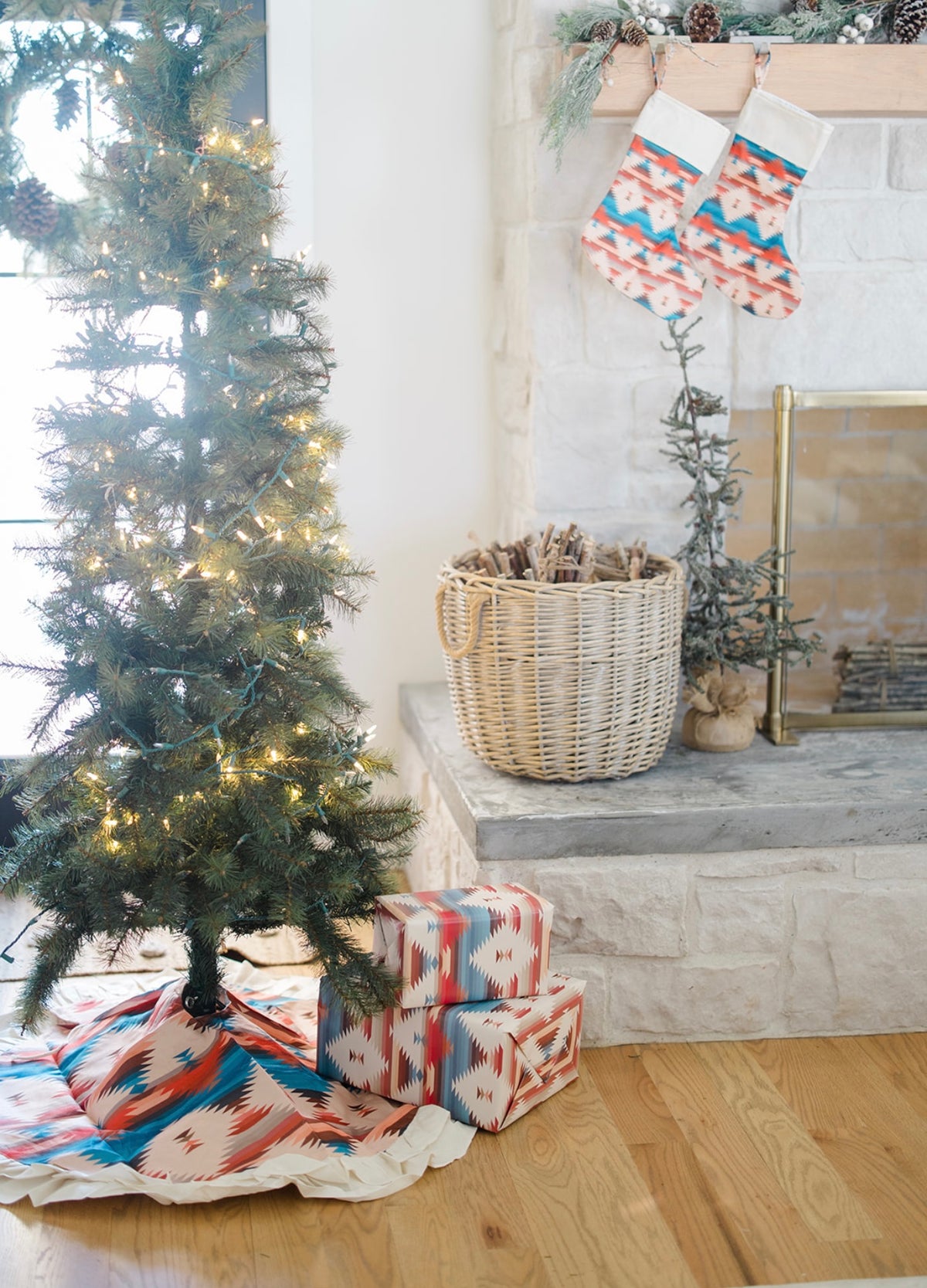 Aztec Christmas Tree Skirt As Seen in HGTV Magazine