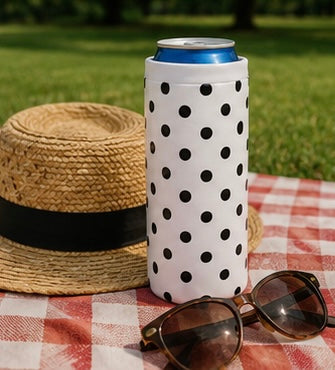 White Polka Dot Hard Cooling Can