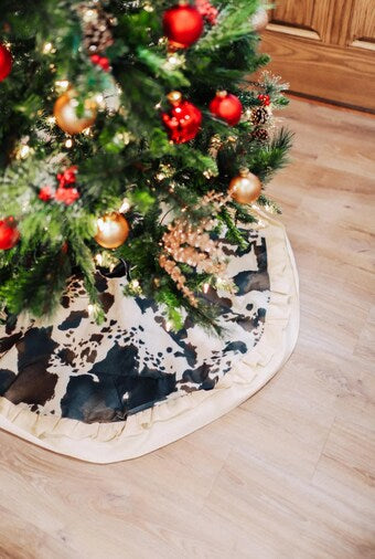 Brown Cowhide Christmas Tree Skirt