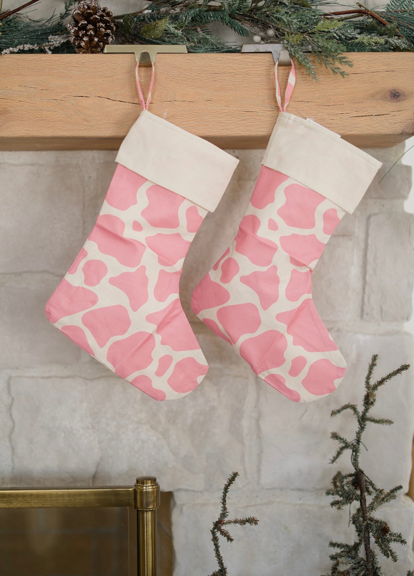 Pink Cowhide Christmas Stocking