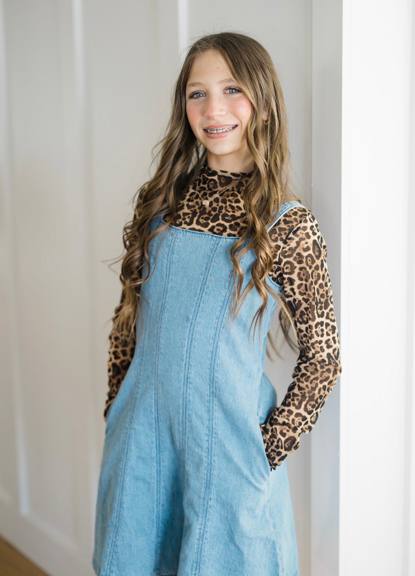 Leopard Mesh Layering Top