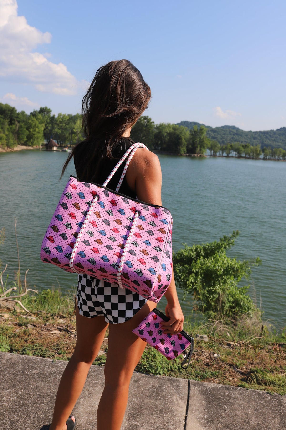 Pink Cowboy Hat Large Tote Bag