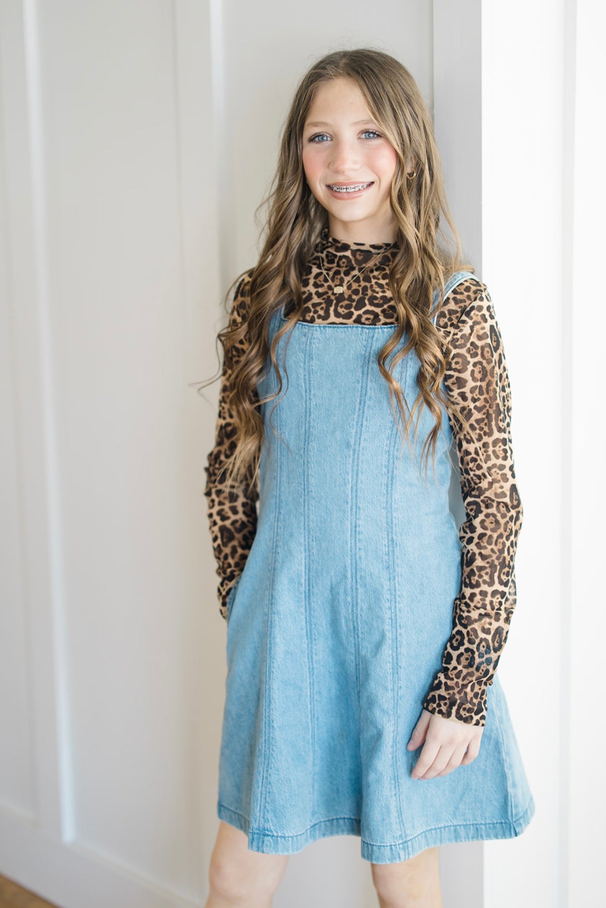 Leopard Mesh Layering Top