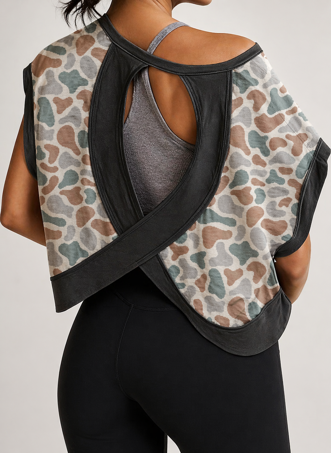 Black Camo Cross-Back Shirt