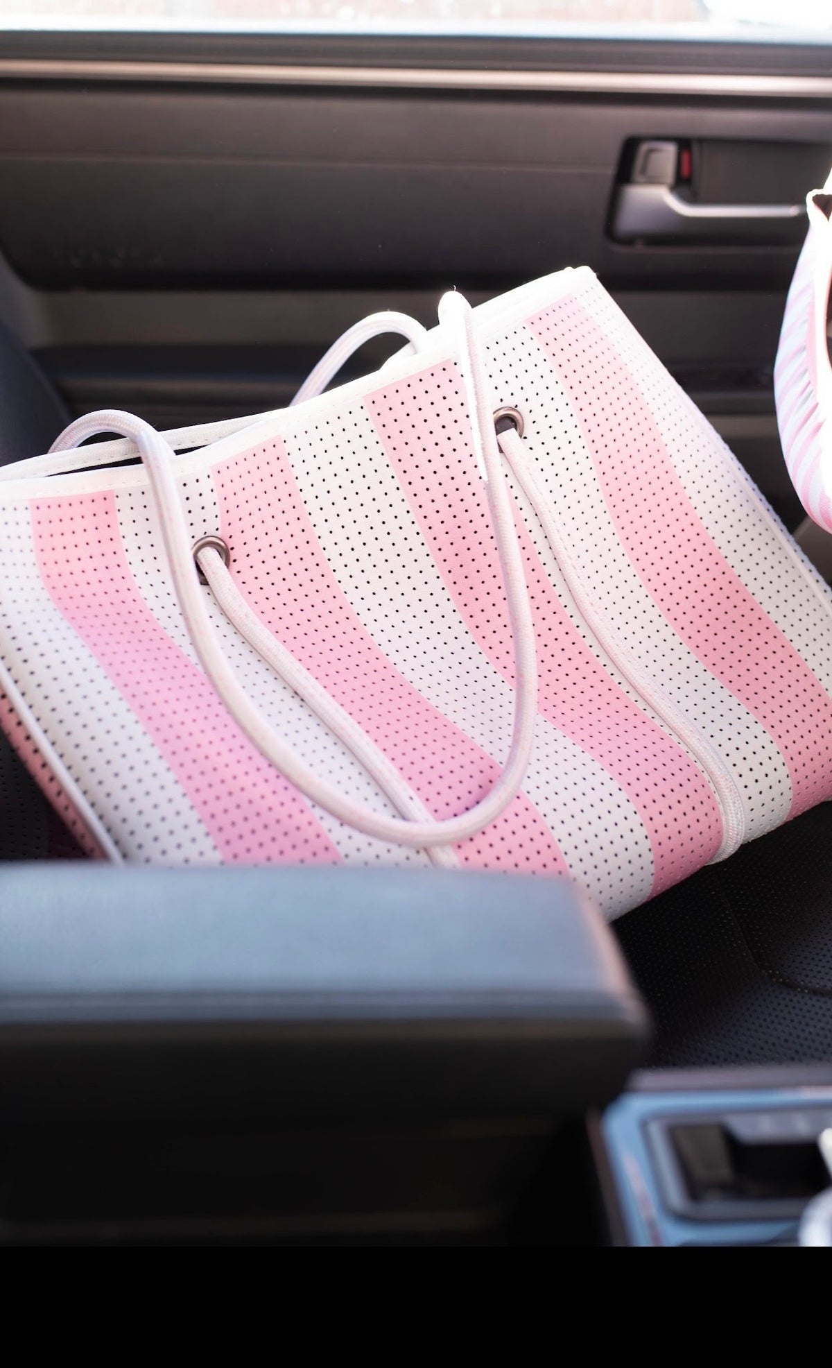 Pink Striped Large Tote Bag
