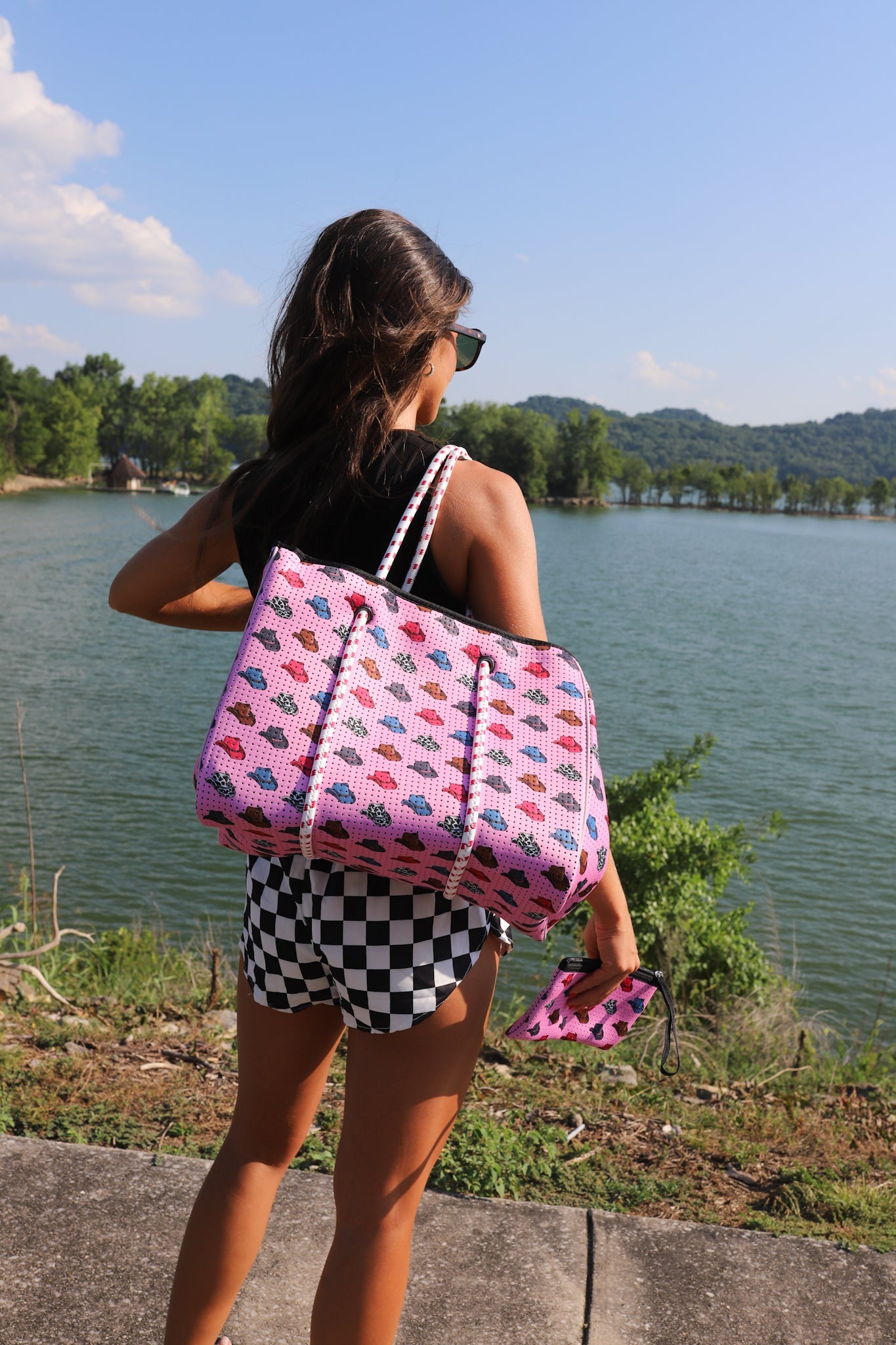 Pink Cowboy Hat Large Tote Bag