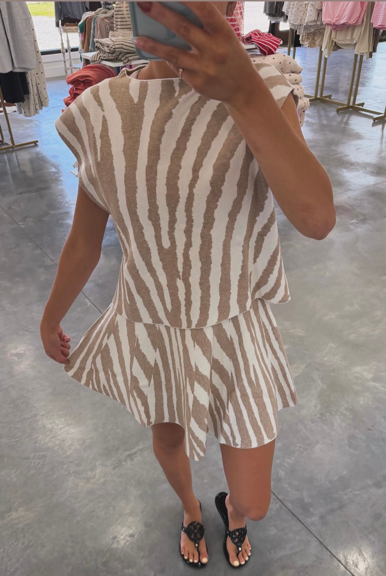 Boxy Tiger Print Mock Neck Sweater