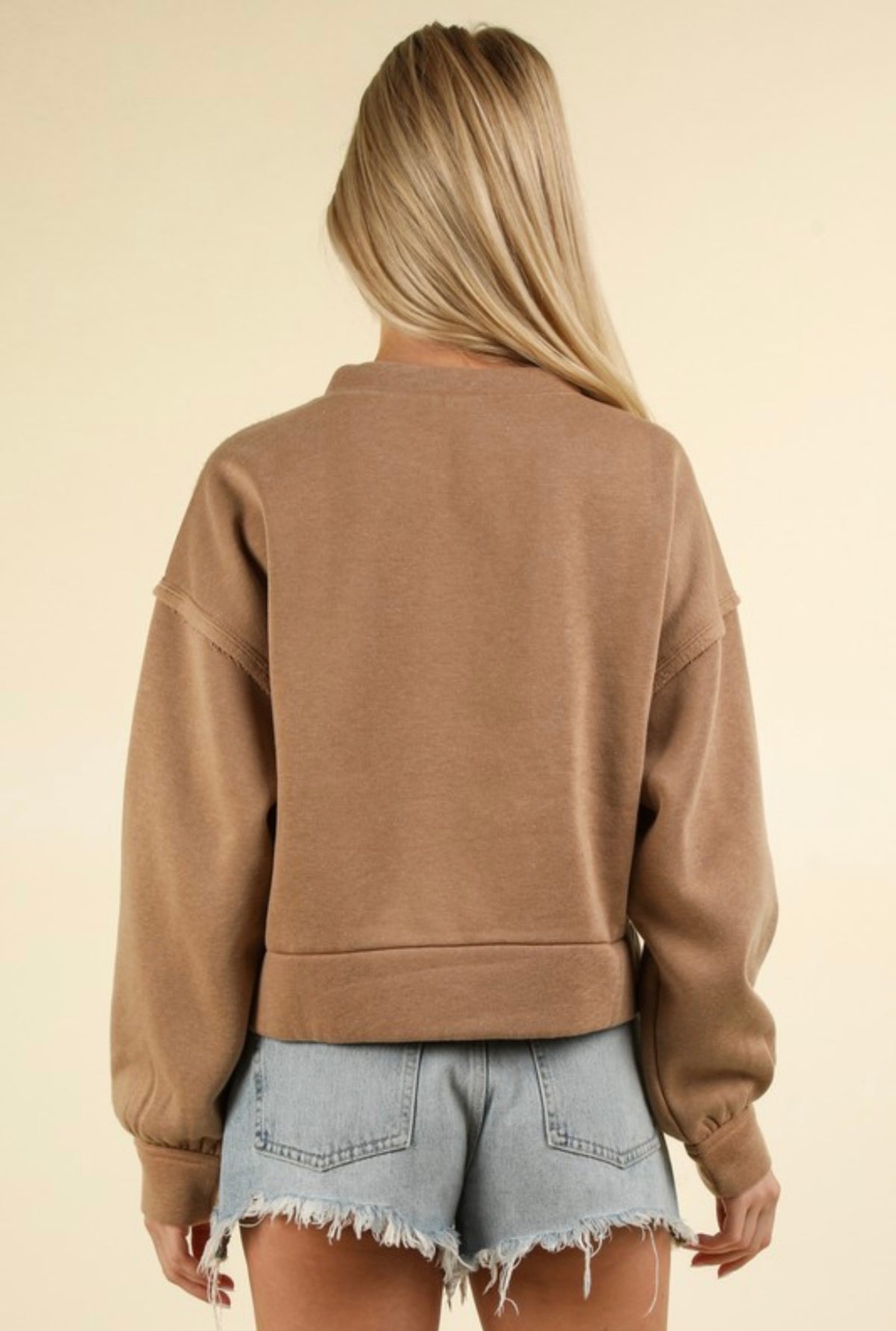 Mocha Contrast Detail Oversized Top