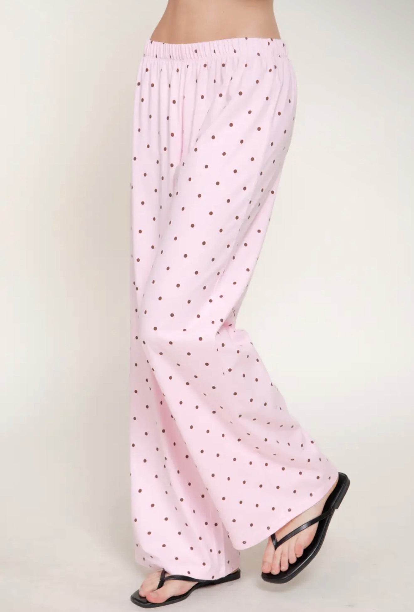 Pink/Brown Straight Leg Polka Dot Pants