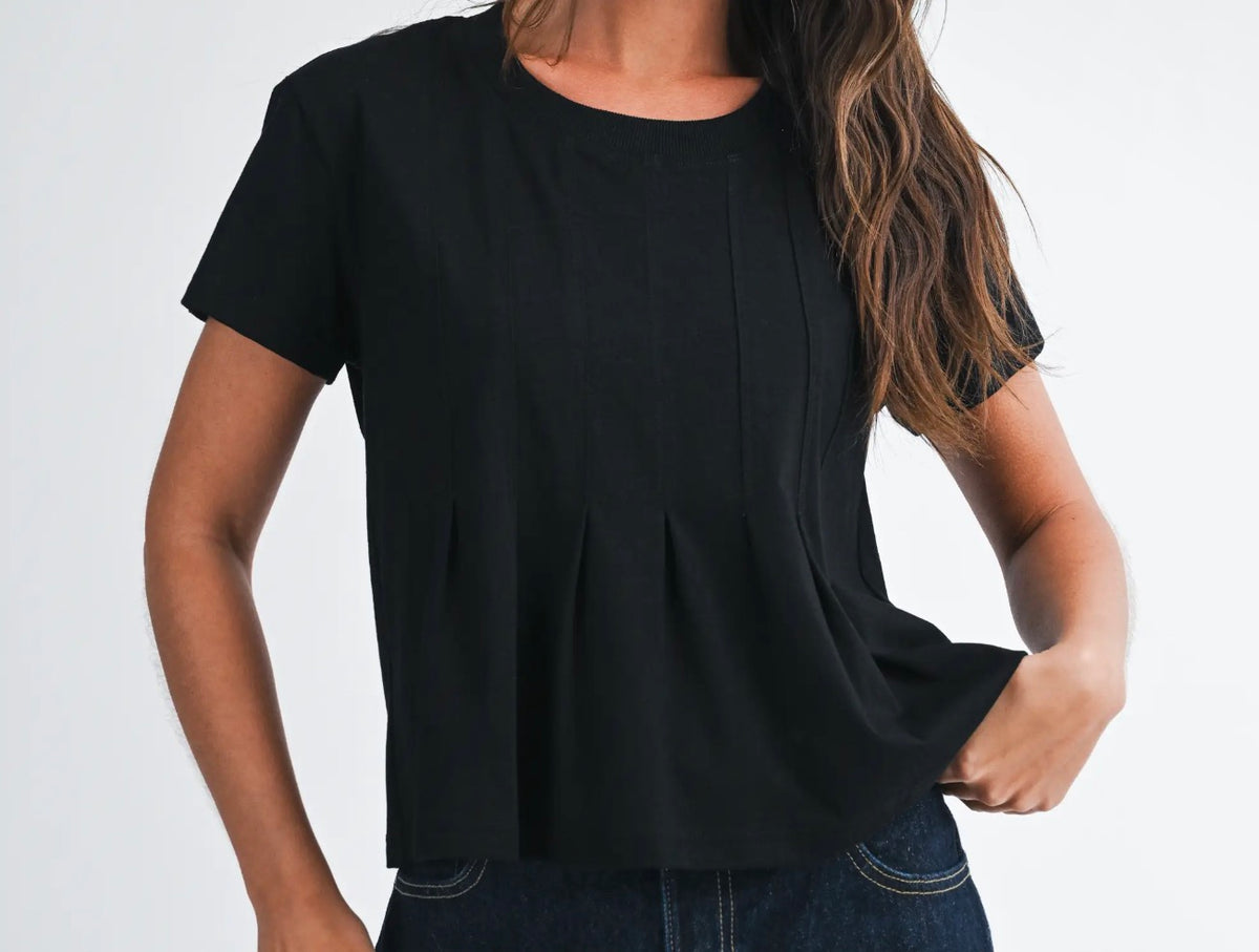 Black Pleated Swing Top