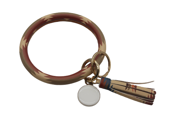 Aztec Bangle Bracelet Keyring With Tassel