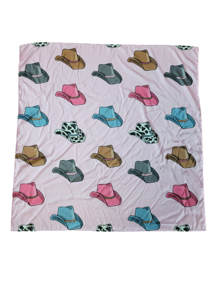 Pink Cowboy Hats Wild Rag
