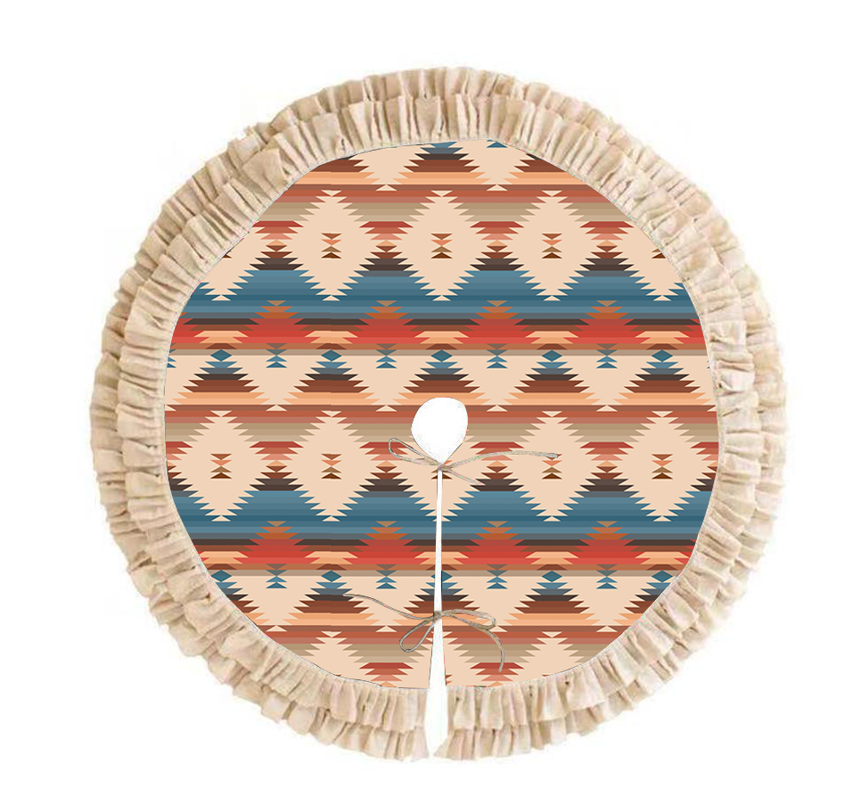 Aztec Christmas Tree Skirt As Seen in HGTV Magazine