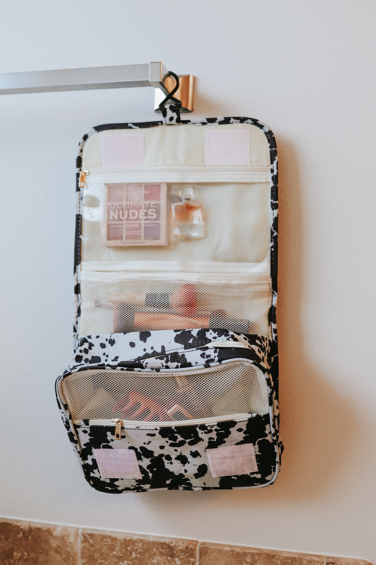 Black Cowhide Shower Tote