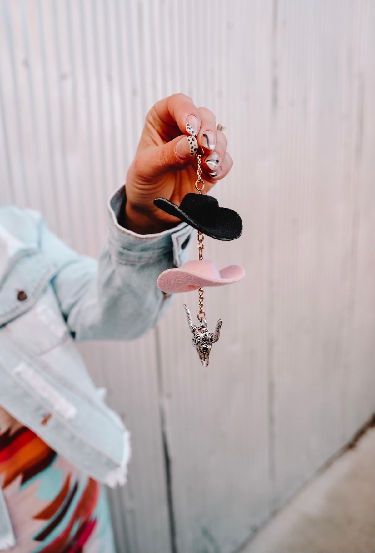 Pink &amp; Black Cowboy Hat Keychain